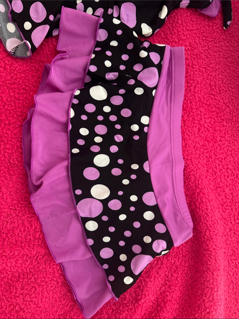 Polka Dot Two-Piece Swim Set in Black and Lavender - Picture 3 of 7